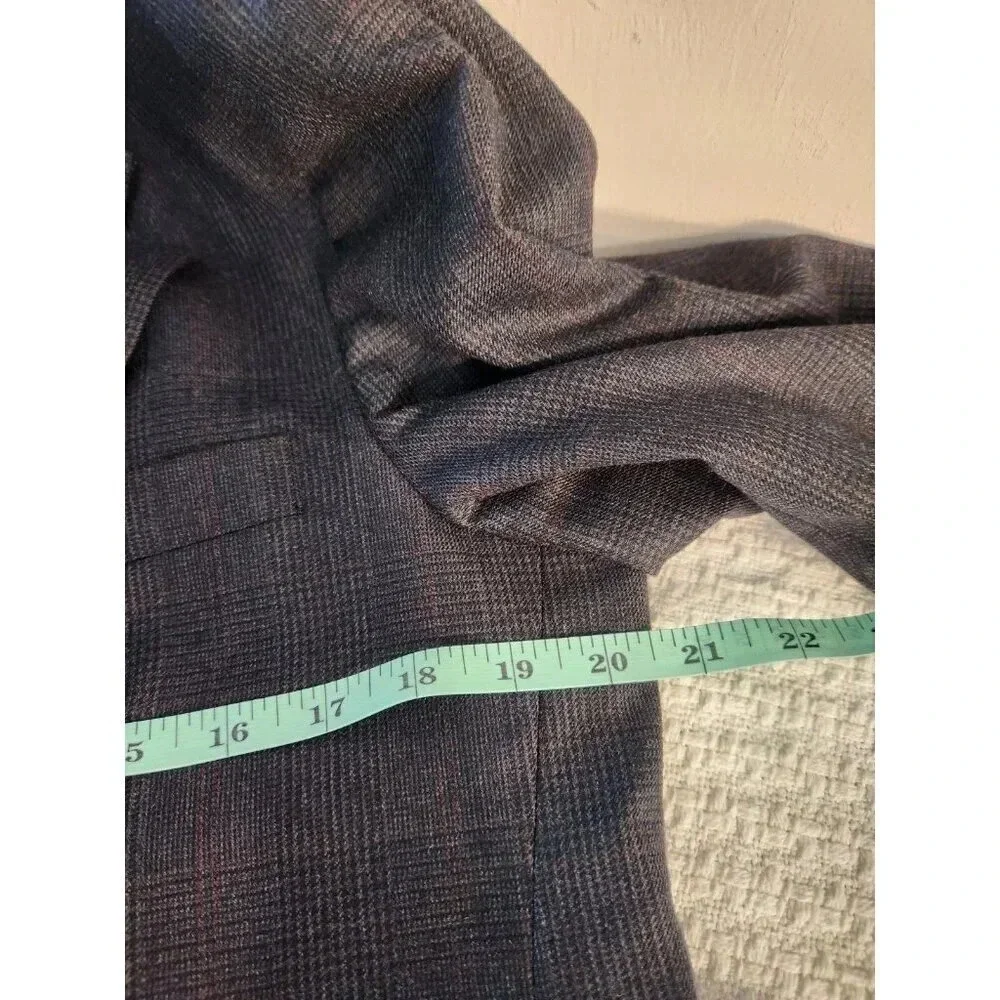 Vintage Burberry Men's Navy Blue Plaid 100% Pure Wool Blazer Sz 38 2 Button
